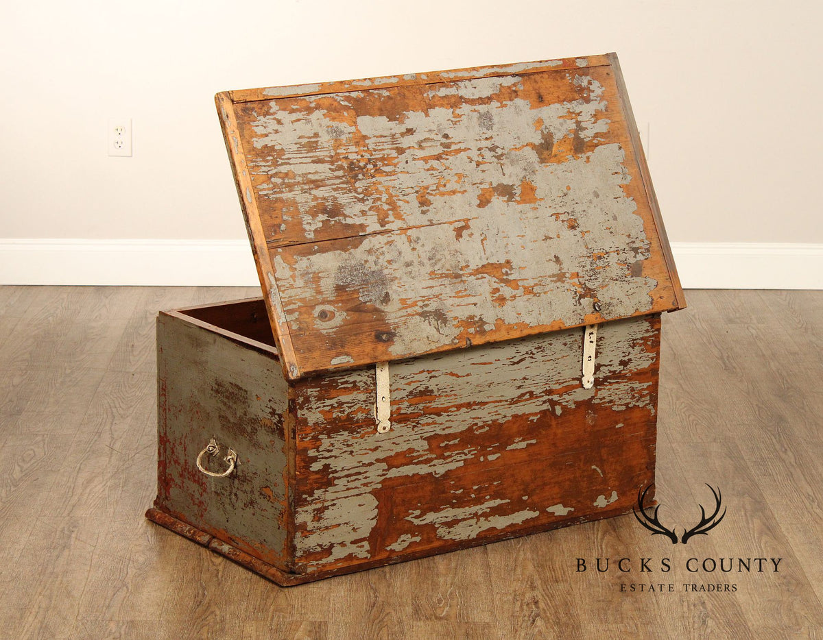 Antique Swedish Painted Pine Blanket Chest