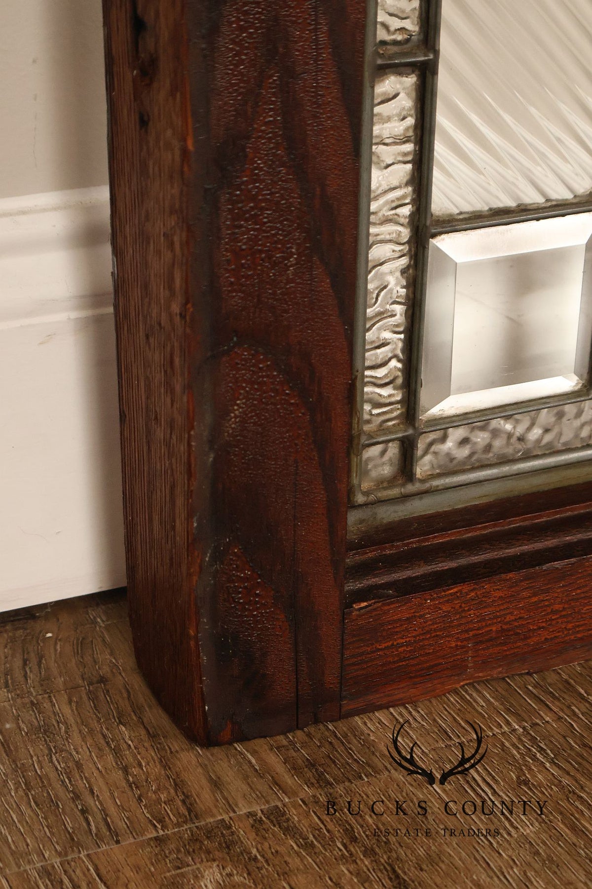 Arts & Crafts Leaded Glass and Oak Transom Window