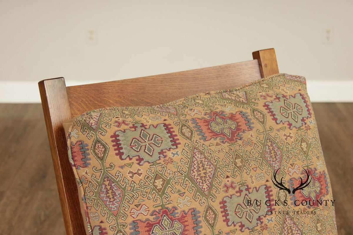 Stickley Mission Oak Collection Bow Arm Morris Chair and Ottoman