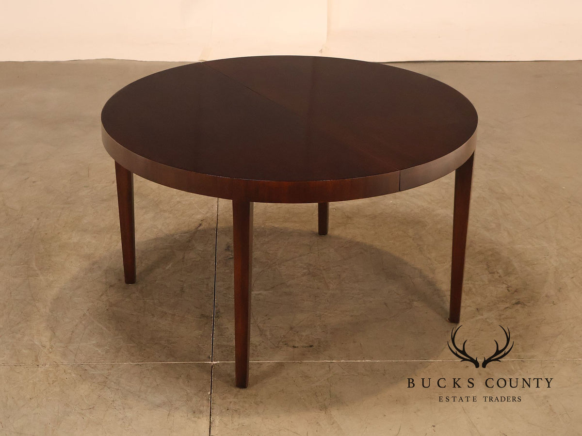 Dunbar Mid Century Modern Round Mahogany Extension Dining Table With Three Leaves