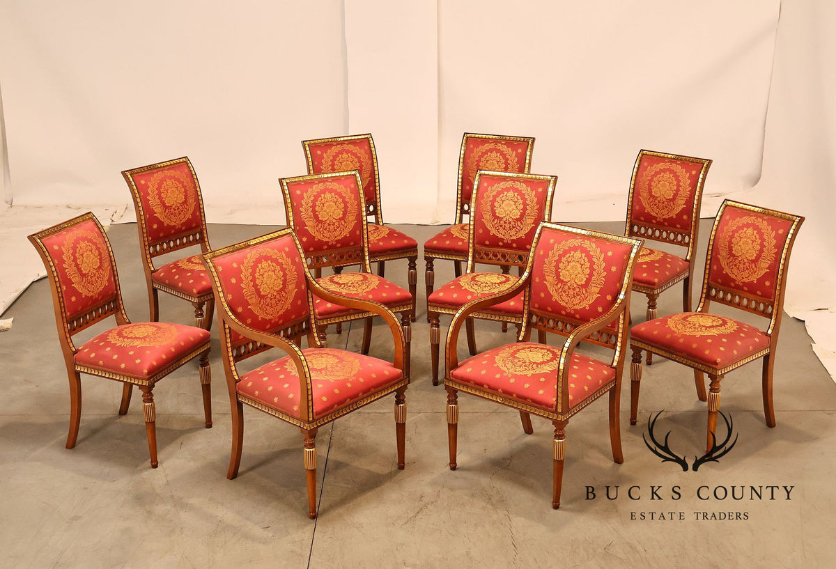 French Empire Neoclassical Style Set Of 10  Dining Chairs Partial Gilt Dining Chairs