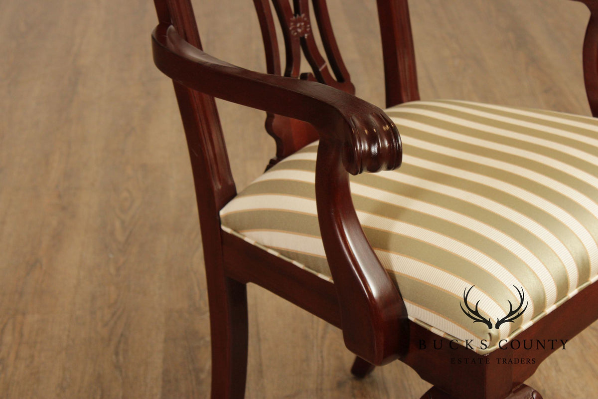 Ethan Allen 18th Century Mahogany Collection Set Of  8 Chippendale Style Dining Chairs