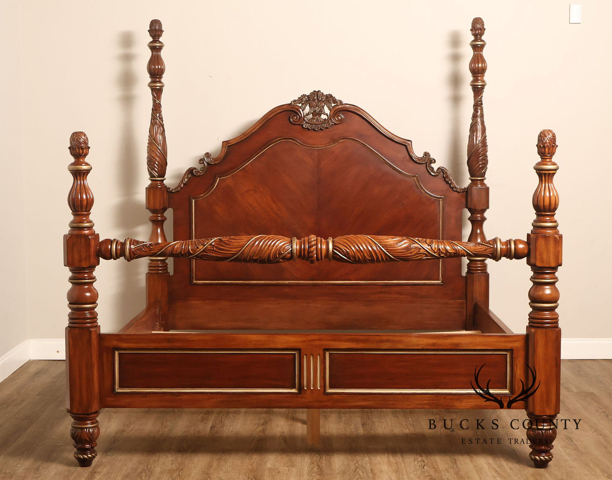Drexel Heritage Carved King Size Four Poster Bed