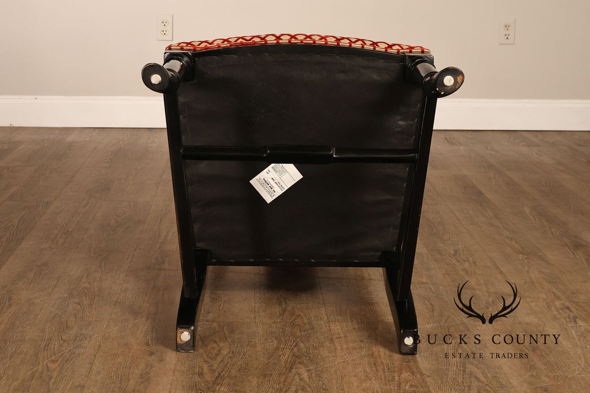12 Custom Black Lacquered Asian Inspired Dining Chairs