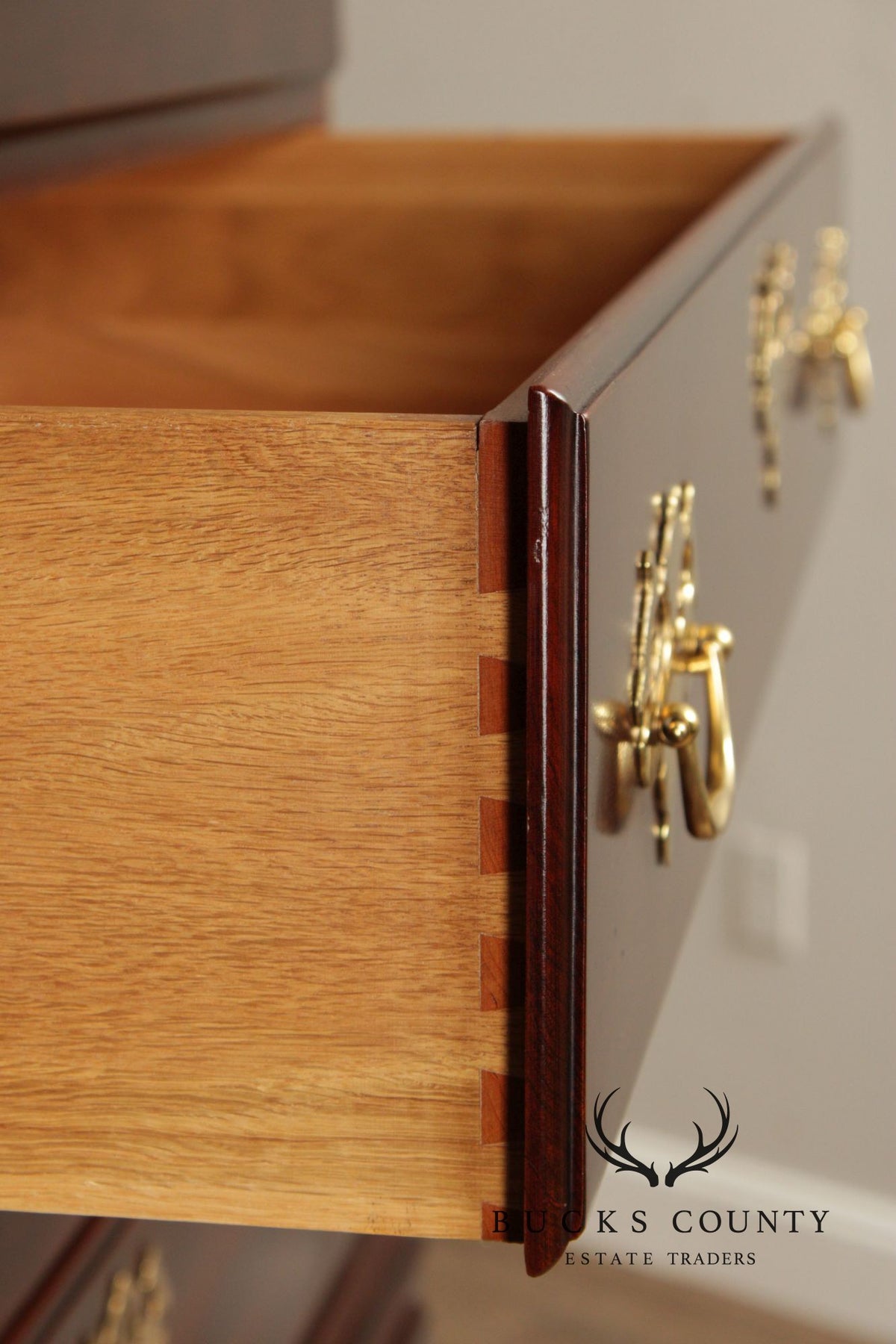 Statton Chippendale Style Cherry Chest on Chest