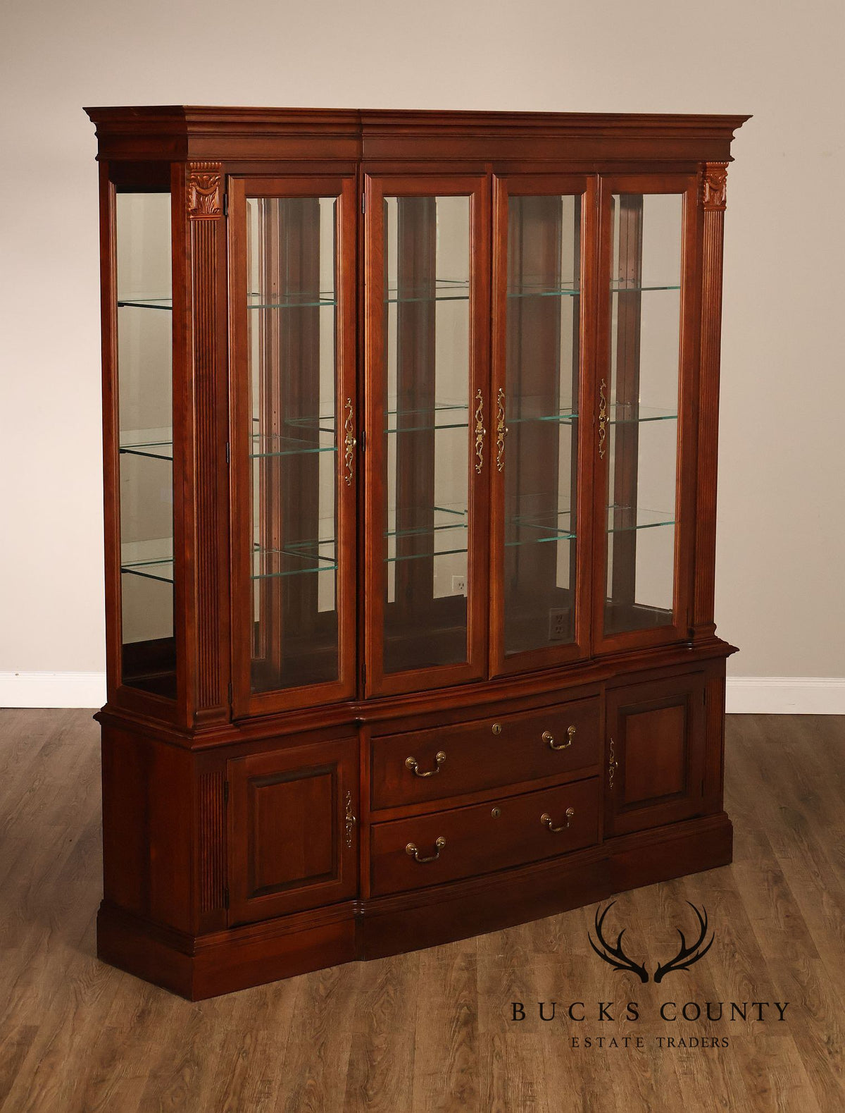 Pennsylvania House Georgian Revival Cherry Lighted Cherry China Cabinet