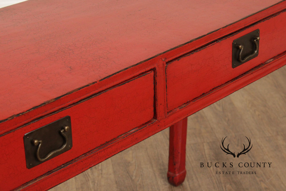 Asian Red Lacquered Console Table