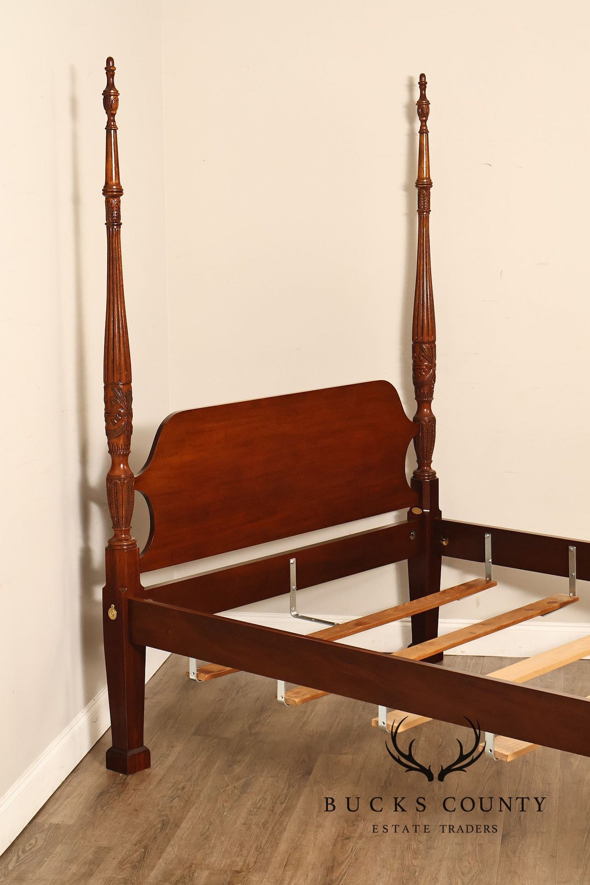 Councill Craftsmen Carved Mahogany Queen Size Four Poster Bed