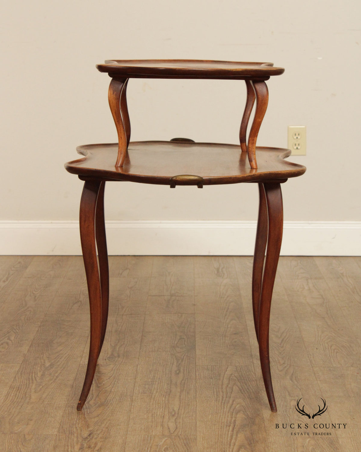 Antique French Louis XV Style Mahogany  Two Tier Dessert Serving Table