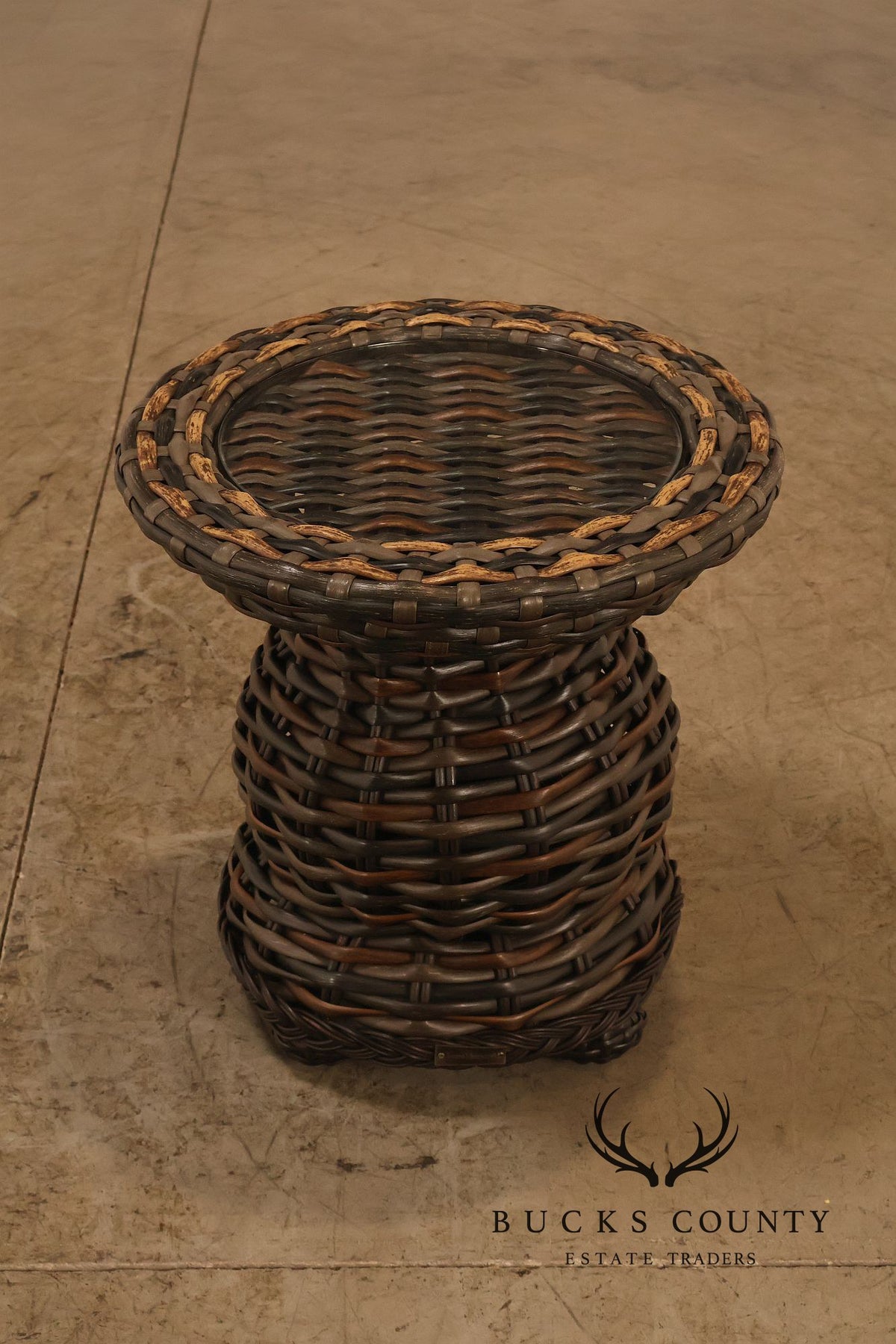 Lane Venture 'South Hampton' Pair of Glass Top Wicker End Tables