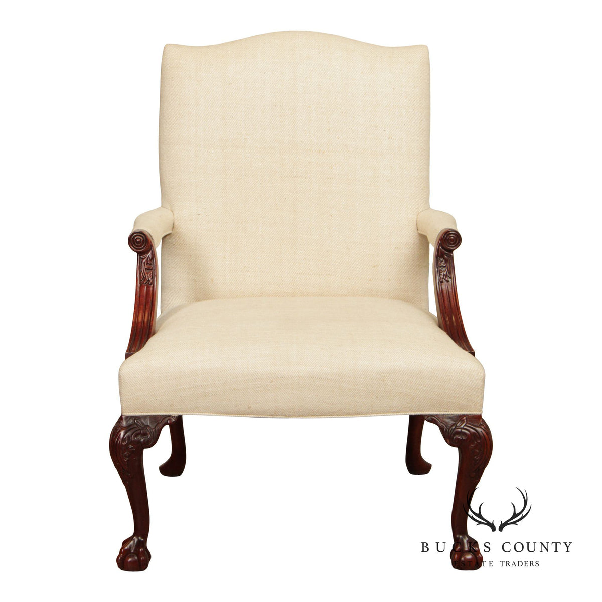 Georgian Style Mahogany Gainsborough Library Armchair