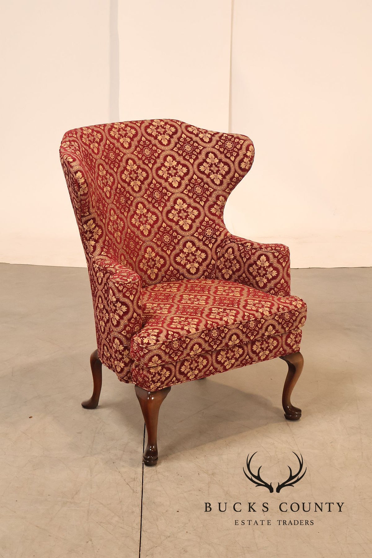 Smith & Watson Queen Anne Style Pair of Wing Chairs