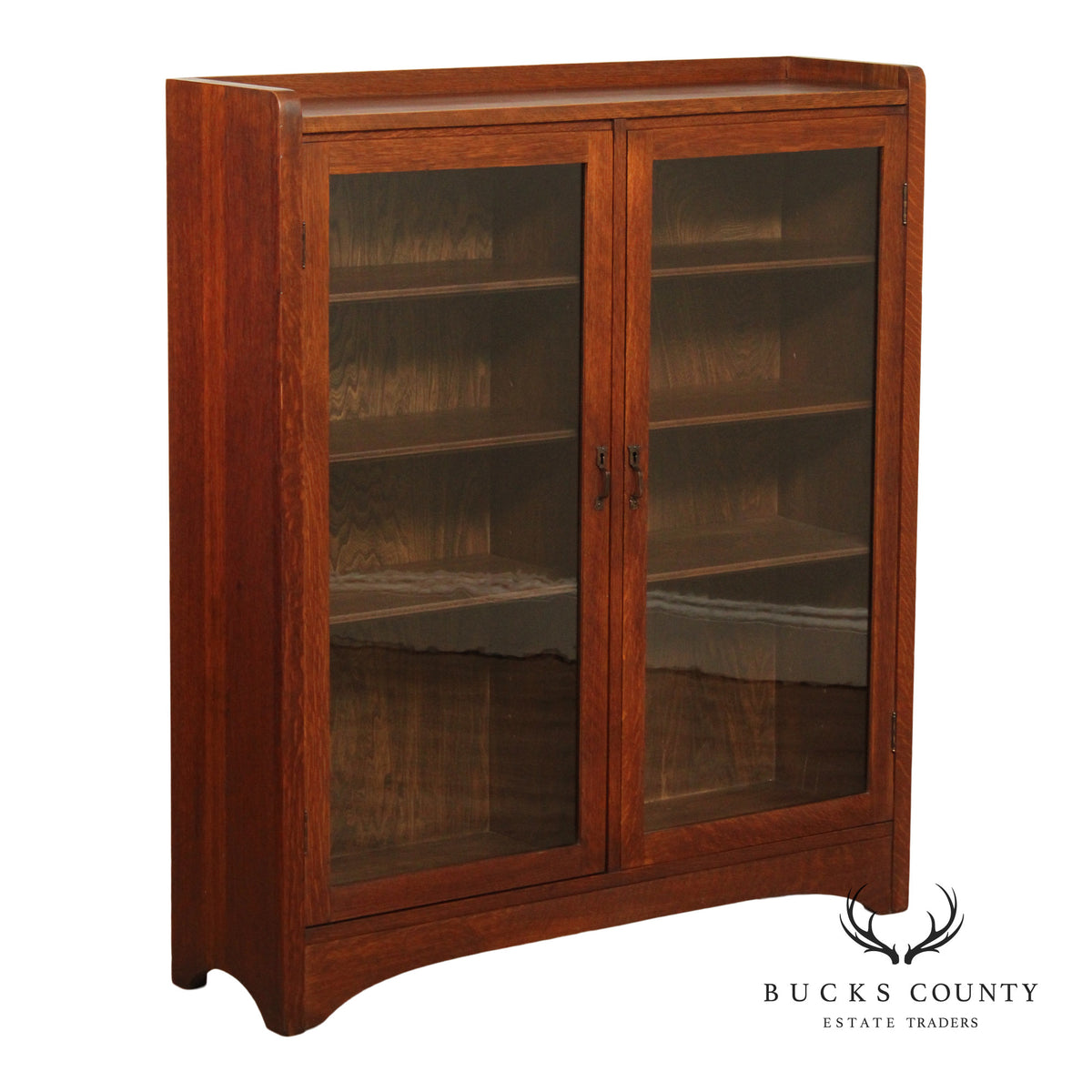 Antique Mission Oak Two-Door Bookcase
