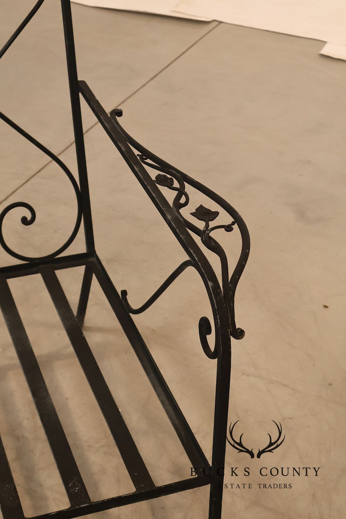 Vintage Wrought Iron Scrollwork Garden Bench