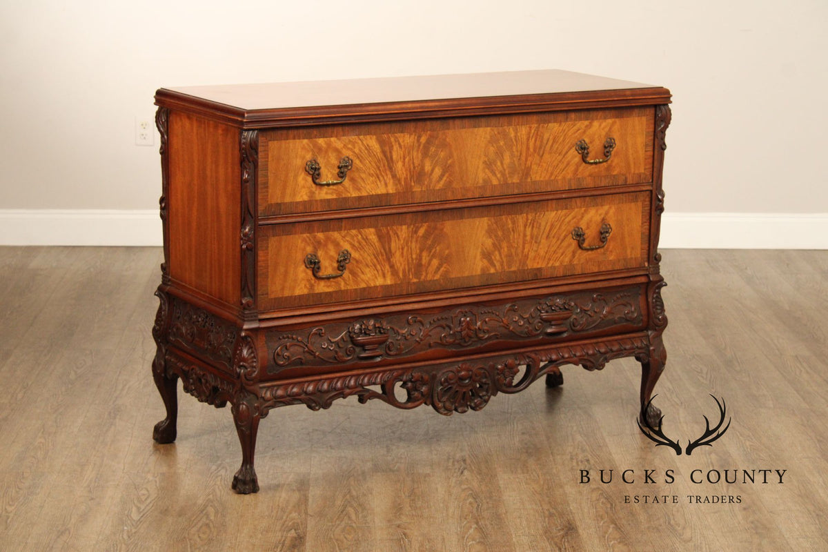 Georgian Style Carved Mahogany Commode