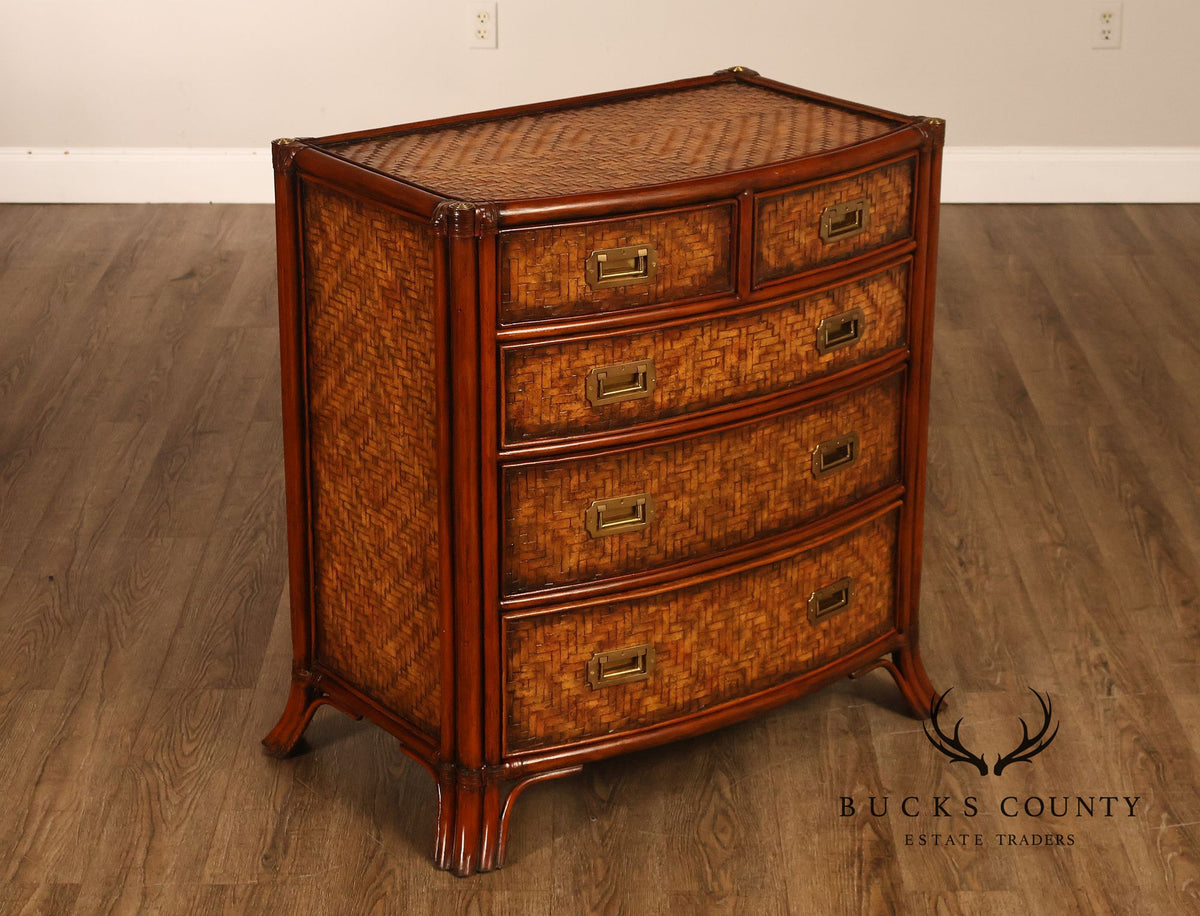 Maitland Smith Campaign Style Bowfront Rattan Chest