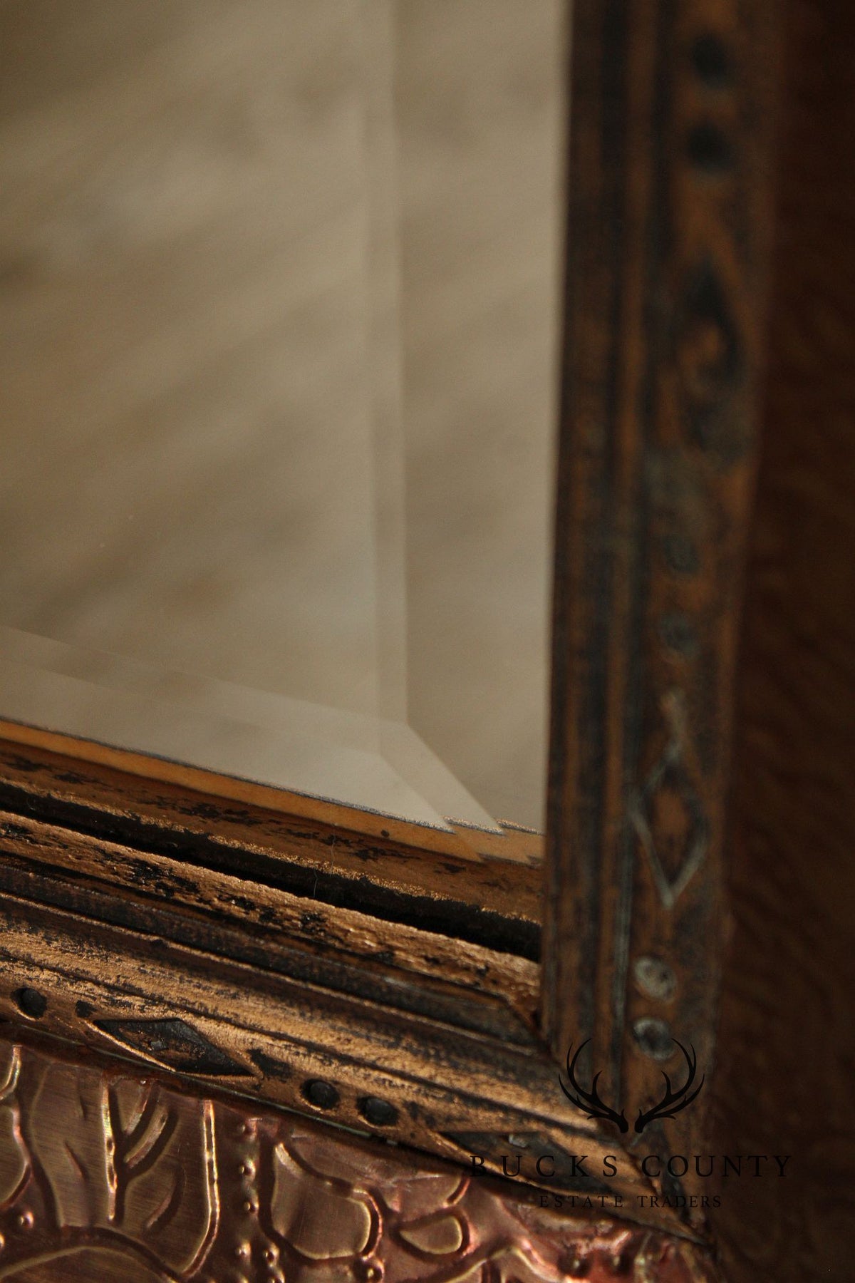 Howard Elliot Collection Chased Embossed Metal Wall Mirror