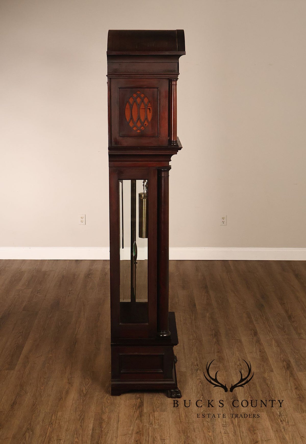 Baily Banks and Biddle  Antique Mahogany 9 Tube Grandfather Clock
