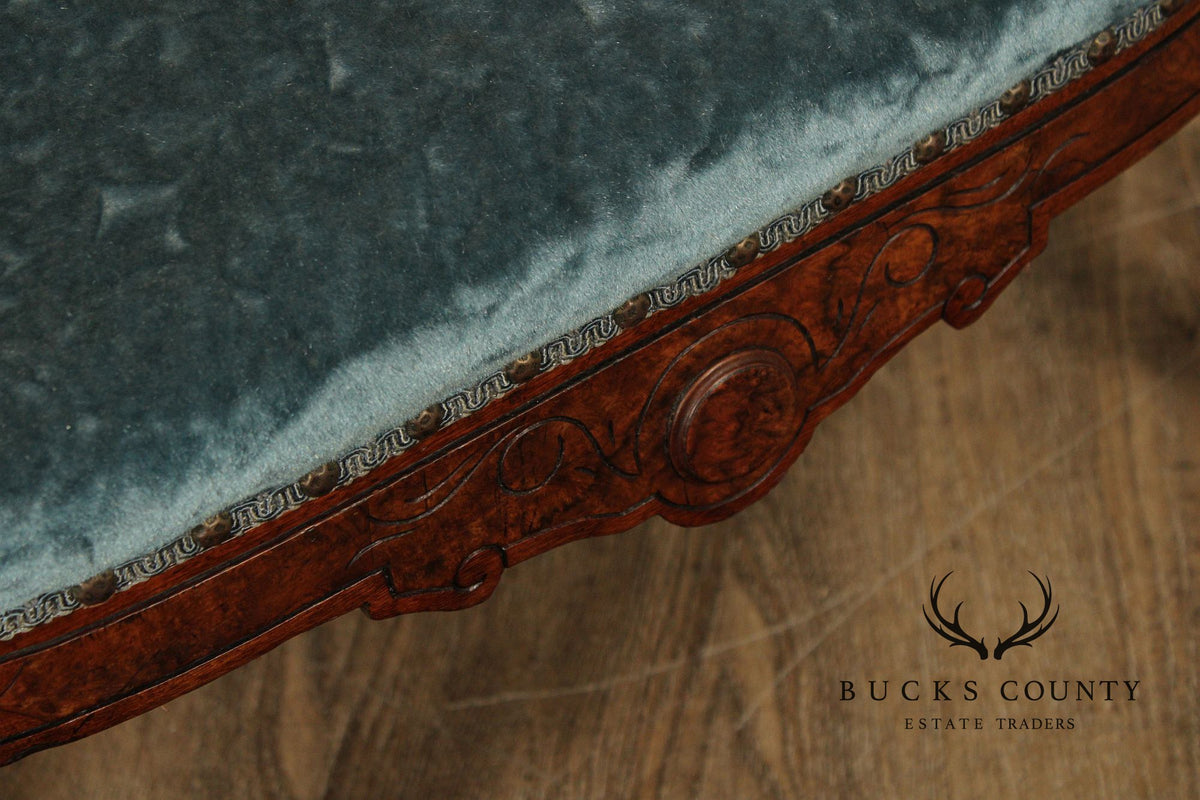 Antique Renaissance Revival Figural Carved Walnut Armchair