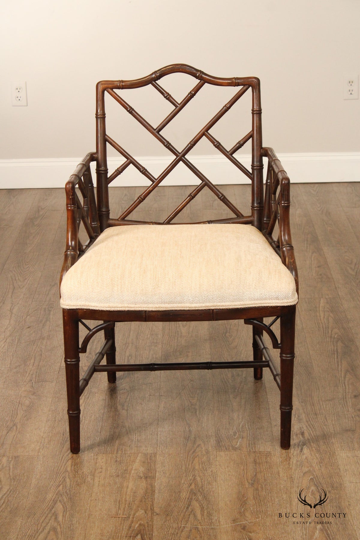 CHINESE CHIPPENDALE STYLE FAUX BAMBOO ARMCHAIR