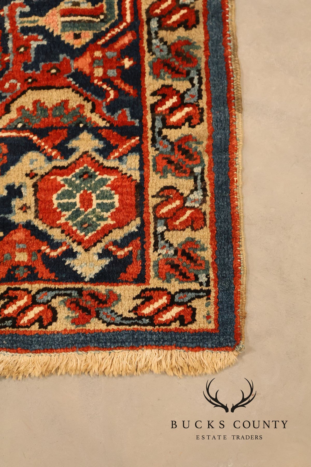 Antique Hand Knotted Persian Heriz Room Size Rug  12' X 15'