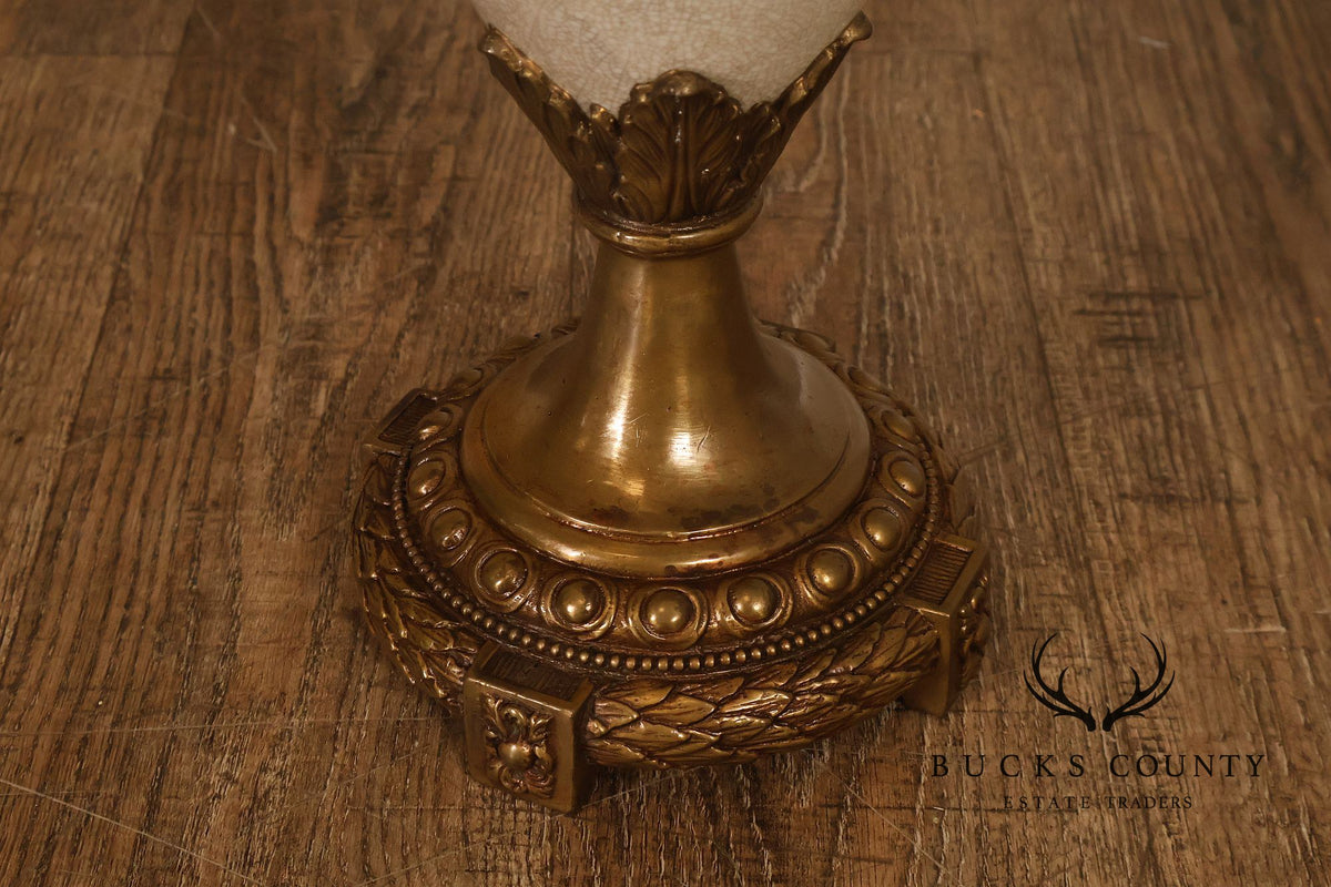 Neoclassical Style Crackle Glazed Porcelain Urn