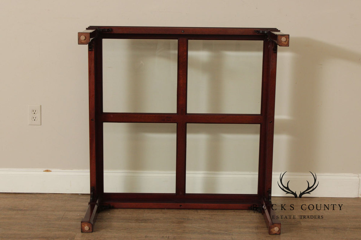 Kindel Chinese Chippendale Style Glass Top Mahogany Coffee Table