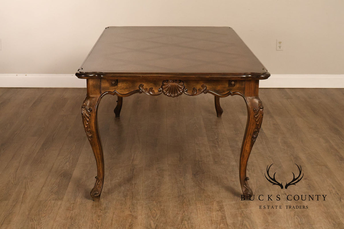 French Country Parquetry Top Expandable Dining Table