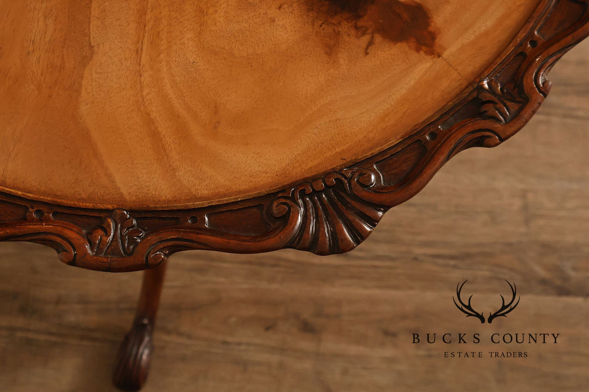 Queen Anne Style Flame Mahogany Pie Crust Top Pedestal Table