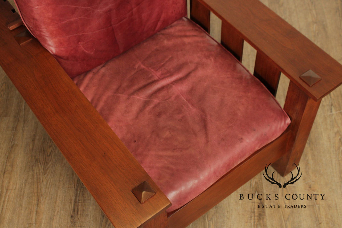 Antique Mission Walnut and Leather Morris Chair