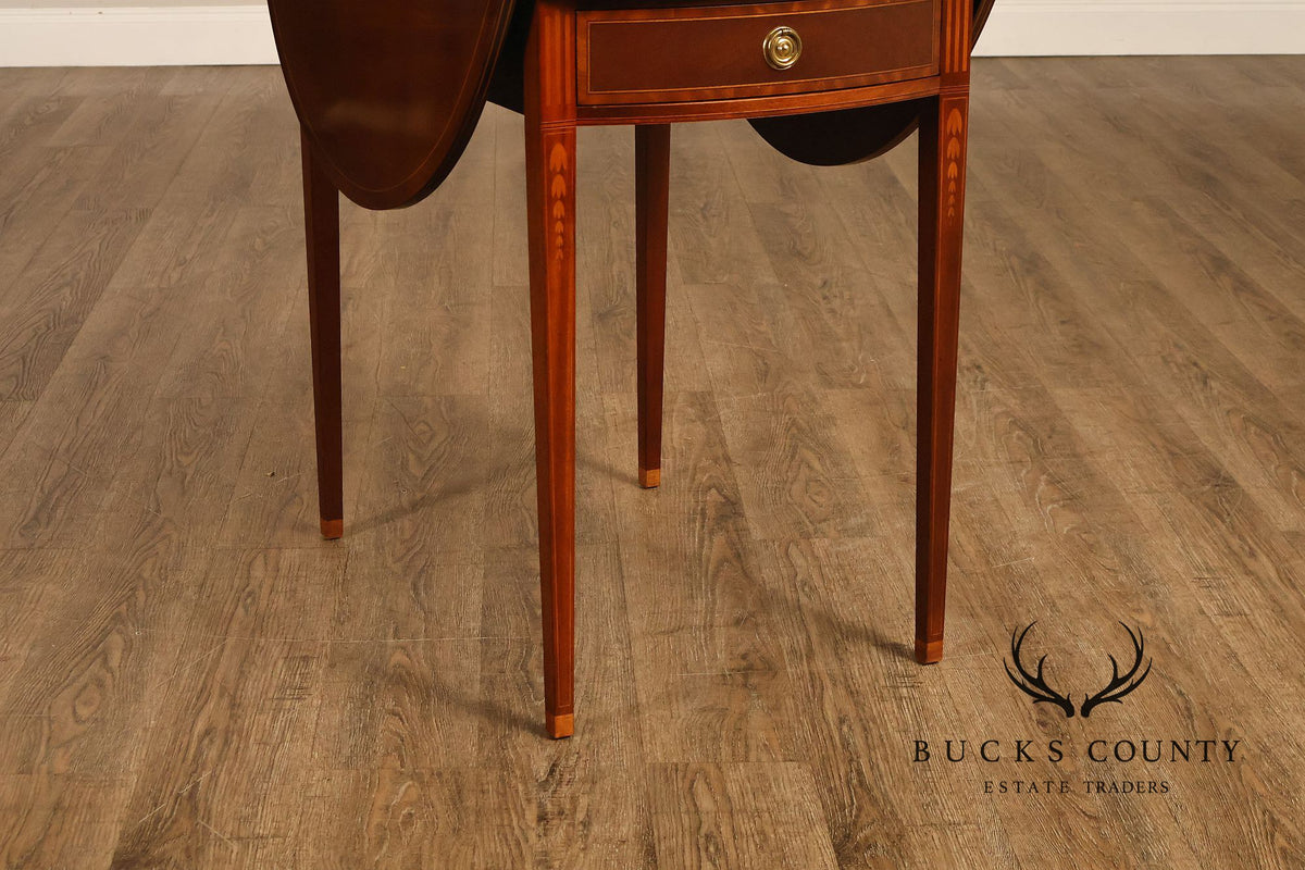 Baker Hepplewhite Style Mahogany Drop-Leaf Side Table
