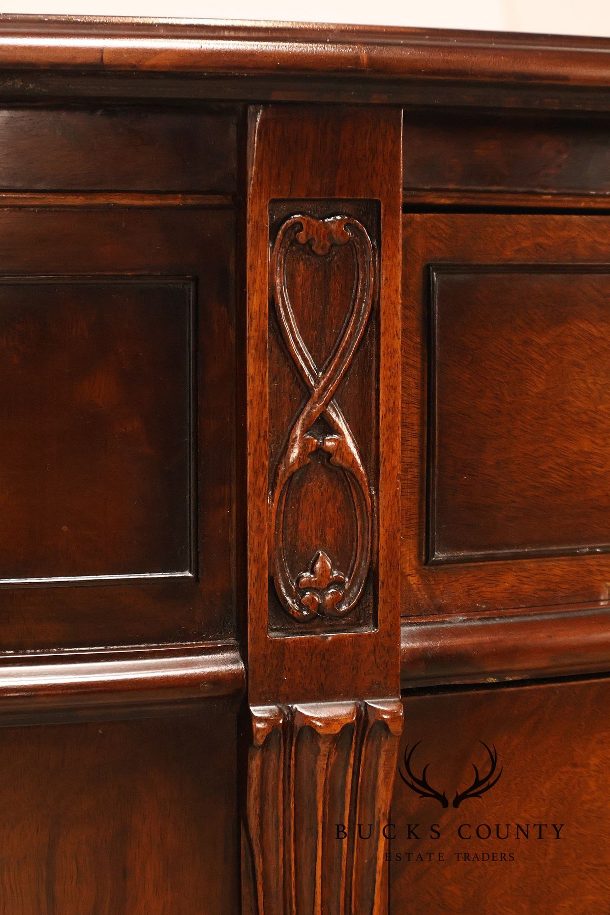 Vintage French Regency Style Mahogany Bow Front Sideboard Buffet