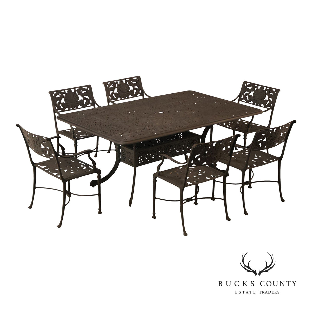 Cast Aluminum Outdoor Dining Set With Pierced Decoration