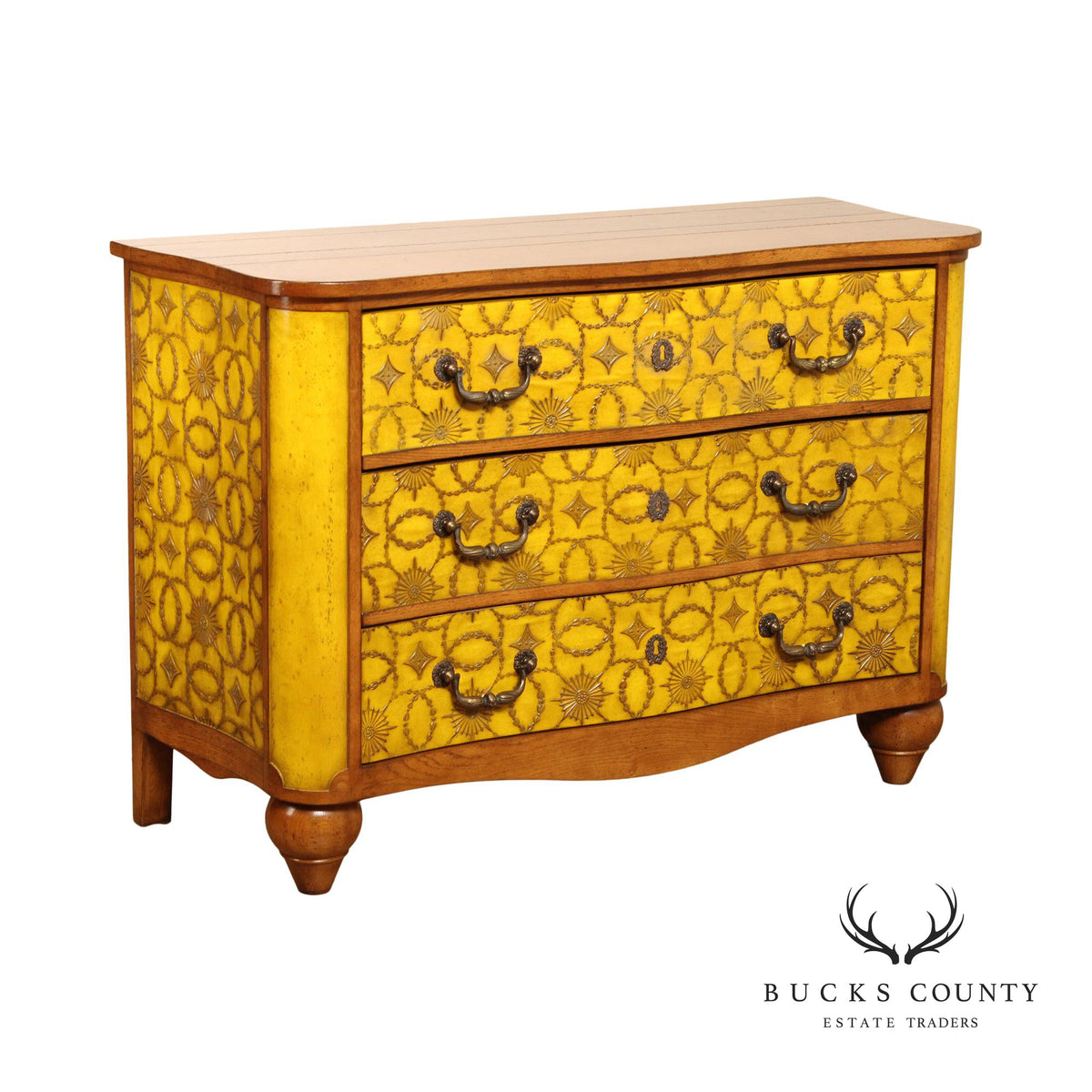 French Custom Lacquered Oak Three Drawer Dresser