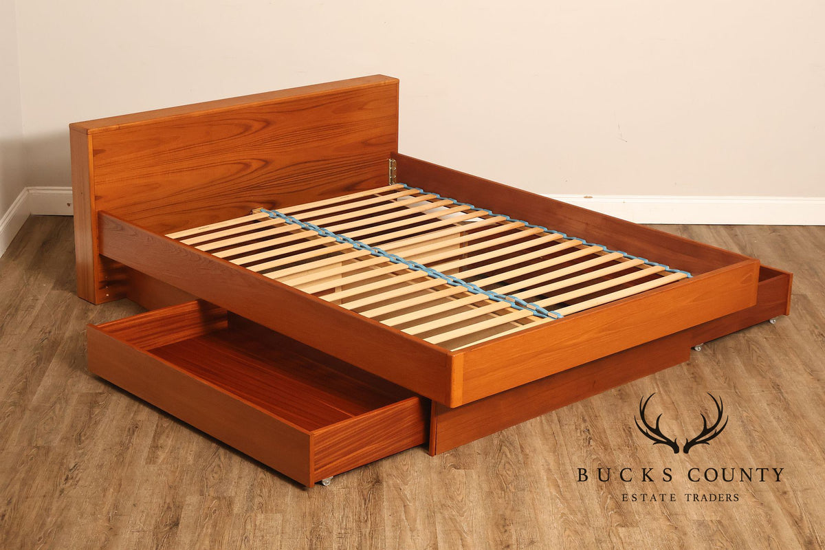 Scan Coll Danish Modern Queen Size Teak Platform Bed