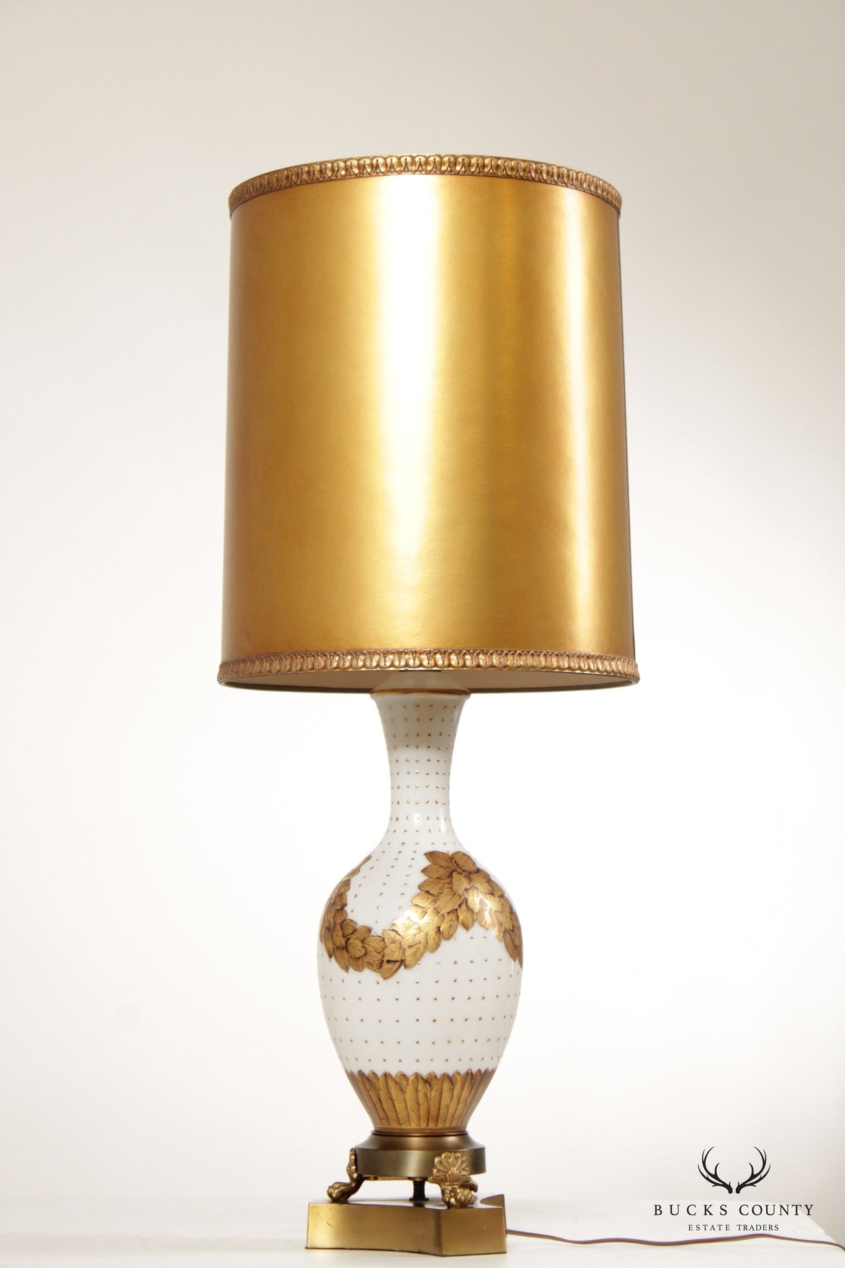 Artemis Studios Neoclassical Style Pair of Milk Glass Table Lamps
