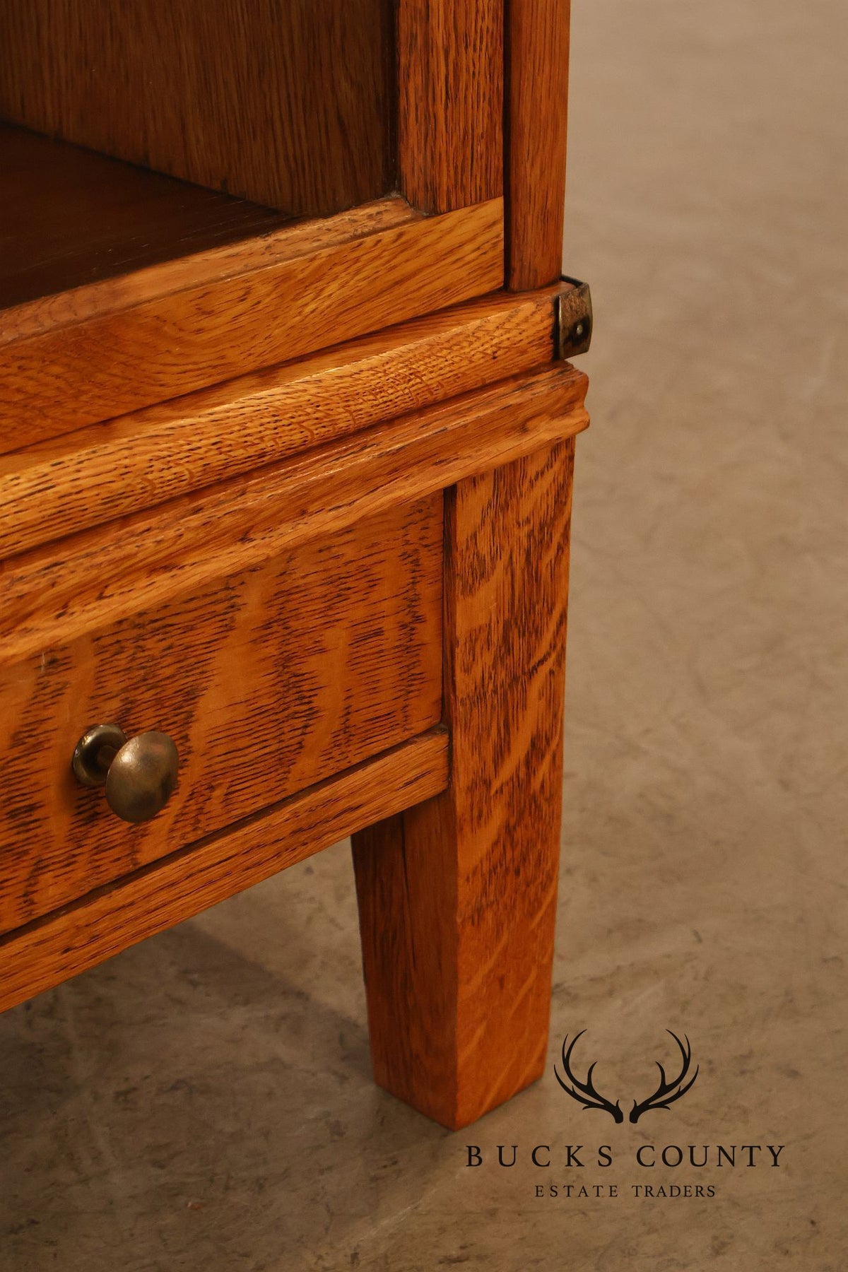 Arts & Crafts Three-Stack Oak Barrister Bookcase