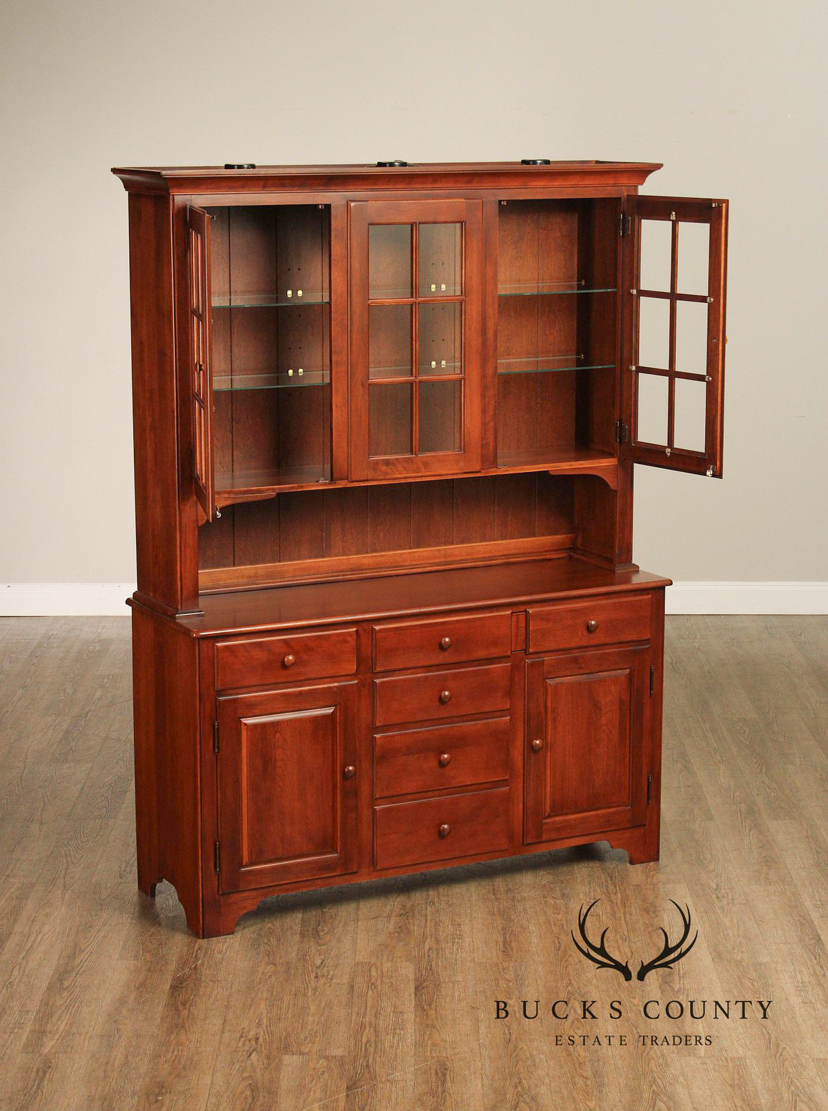 Nichols & Stone Cherry Step Back China Cabinet Hutch
