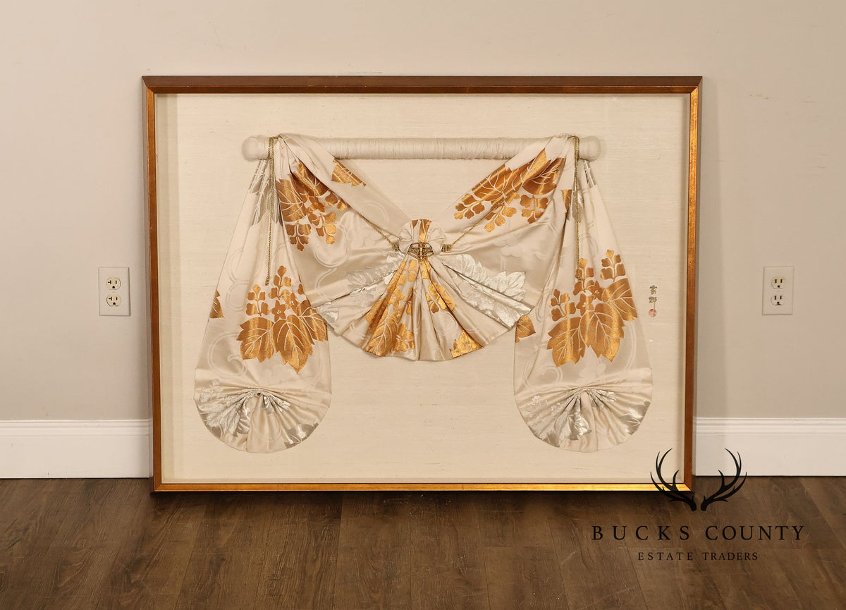 Custom Framed Japanese Textile Folded Kimono Sash