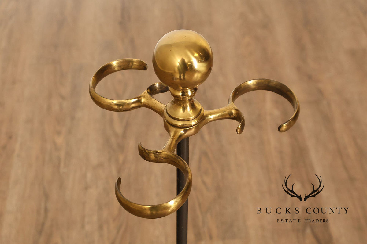 Vintage Brass Six-Piece Fireplace Tool Set