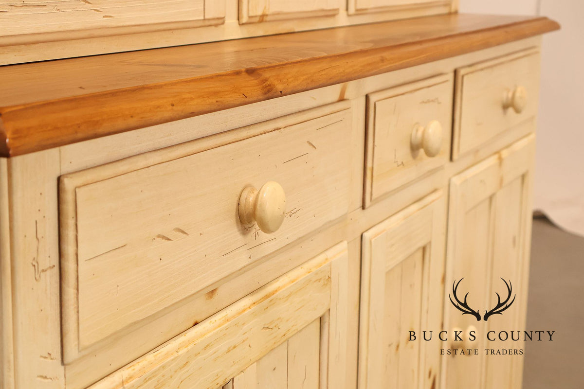 Ethan Allen Distressed Painted Pine China Cabinet