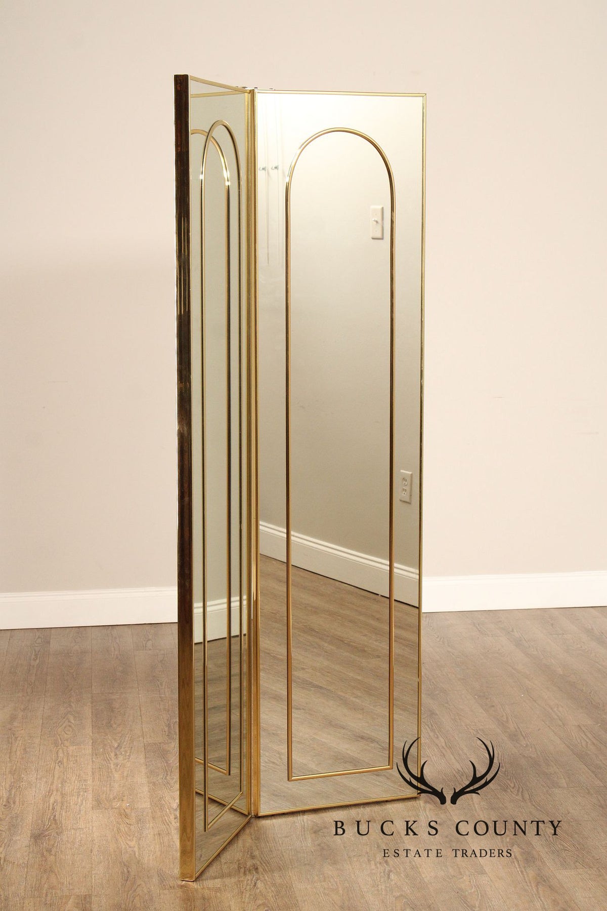 Hollywood Regency Two-Panel Mirrored Room Screen