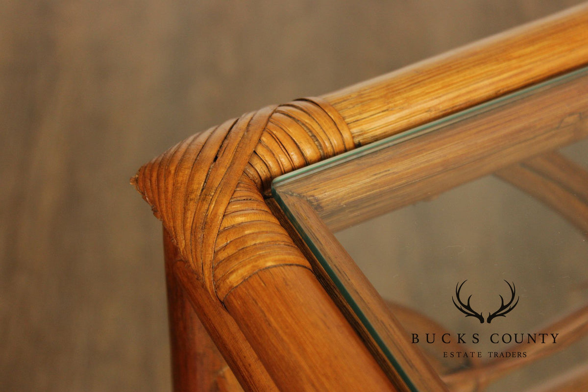 South Sea Rattan  'New Kauai' Glass Top Side Table
