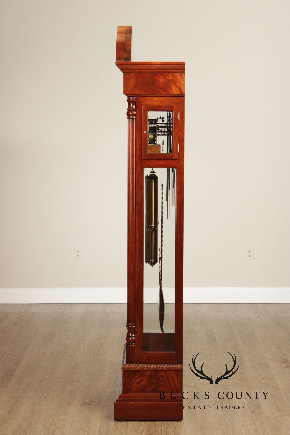 Sligh Federal Style Inlaid Mahogany Grandfather Clock