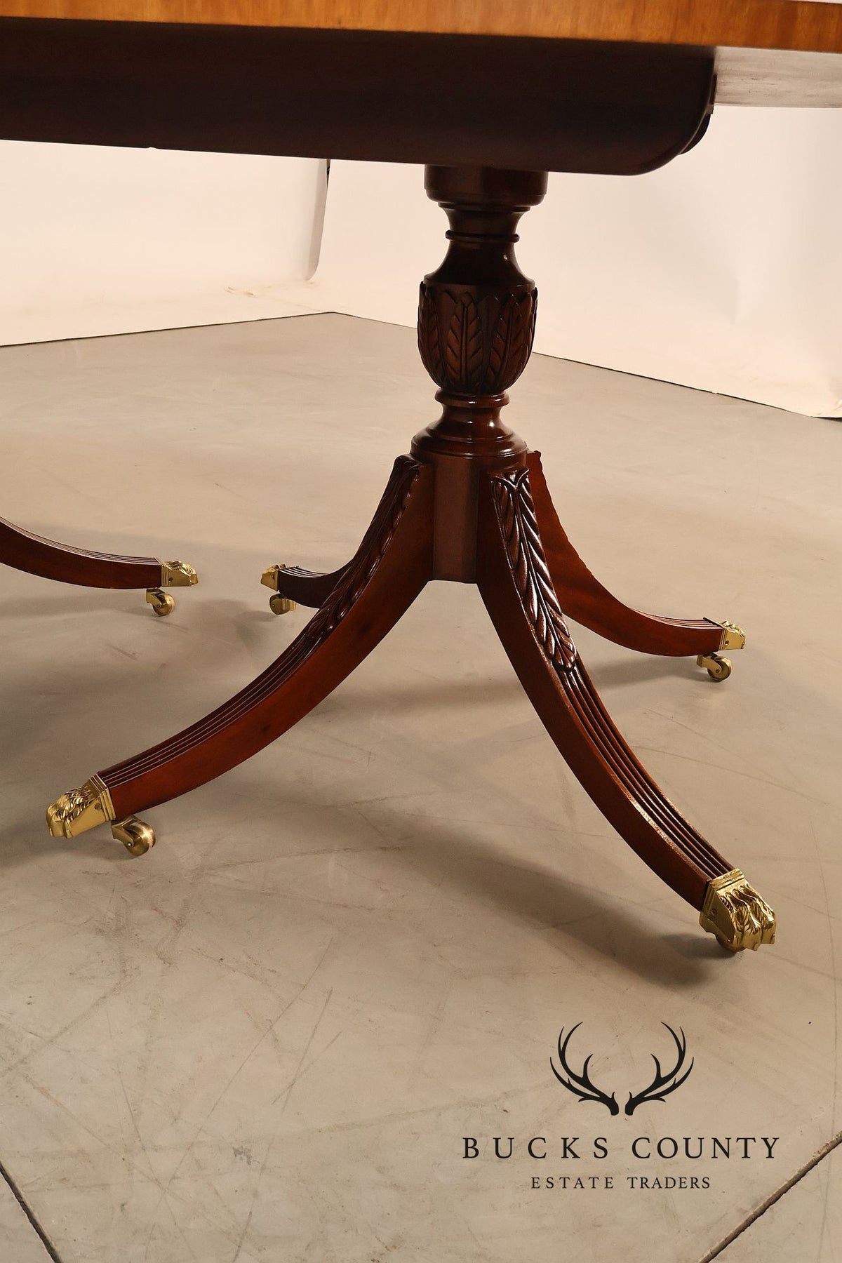 Councill Furniture Banded Mahogany Double Pedestal Dining Table