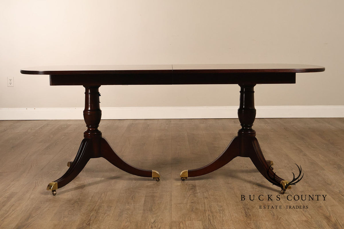 Kindel Flame Mahogany Double Pedestal Dining Table
