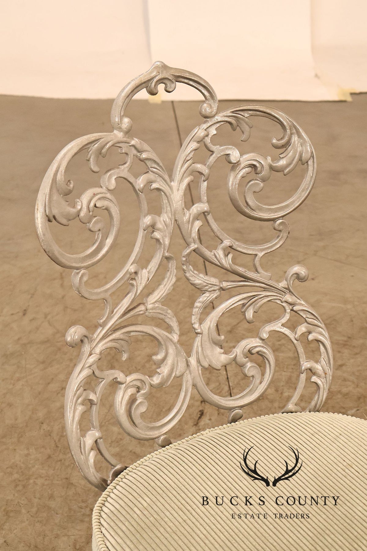 Hollywood Regency Seven-Piece Scrollwork Patio Dining Set