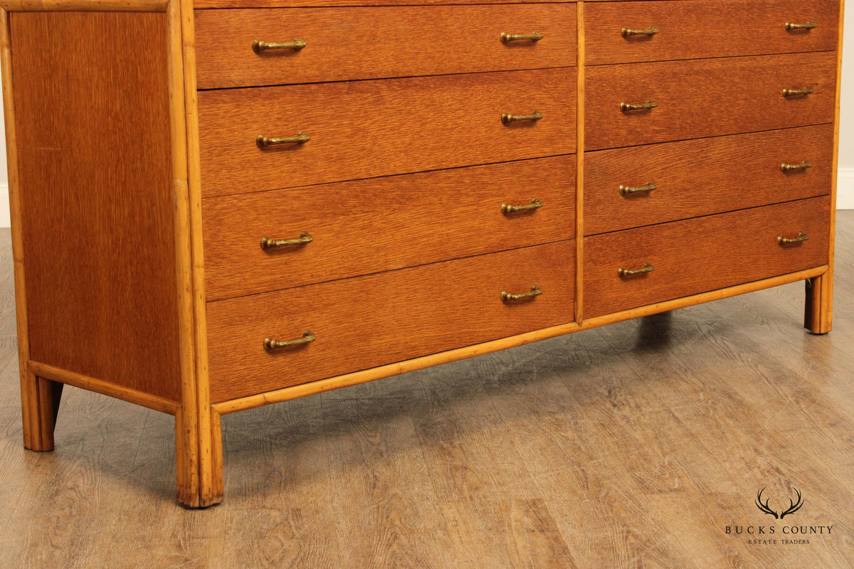 McGuire Mid Century Modern Oak Eight-Drawer Dresser