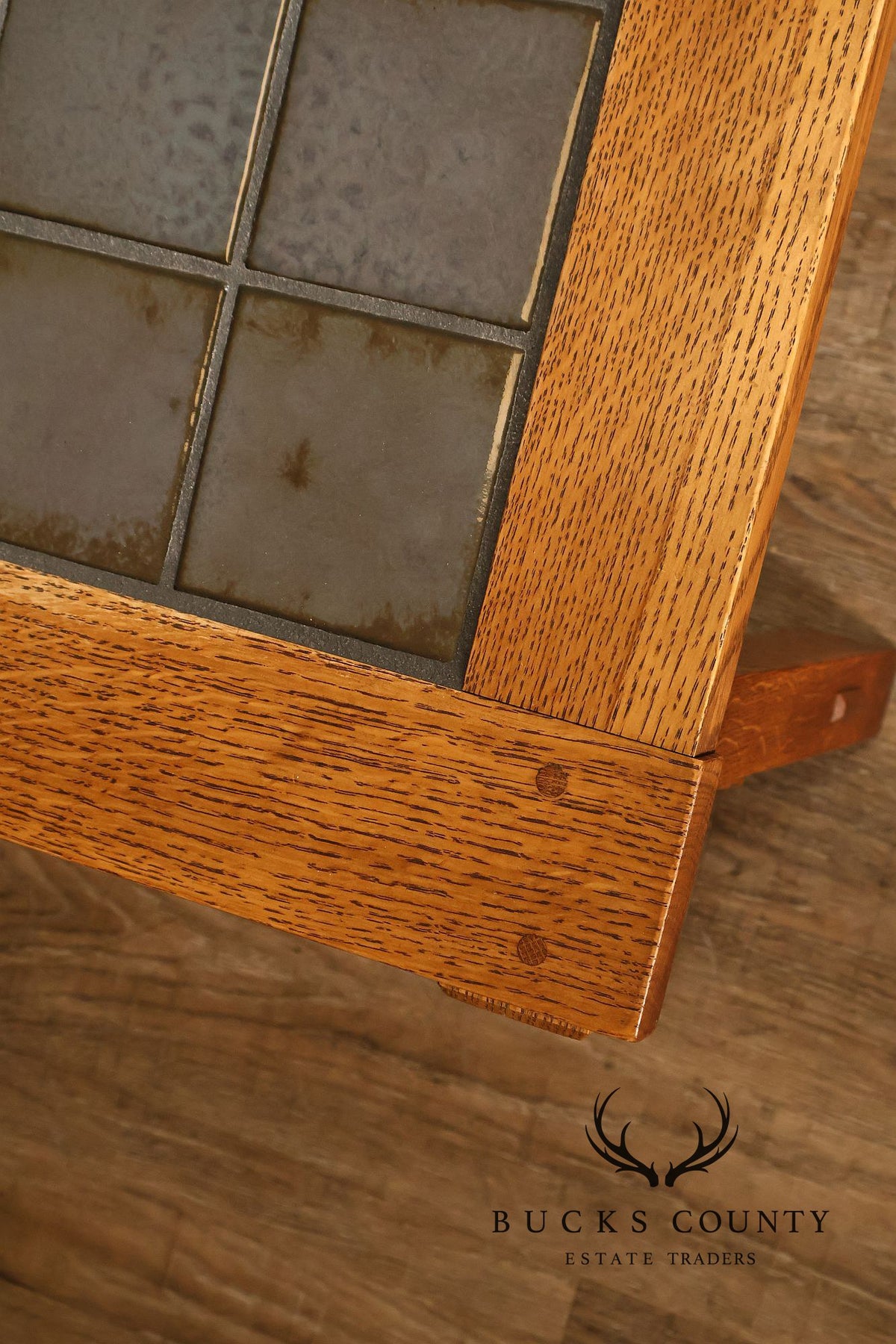 Stickley Mission Collection Oak Tile Top Coffee Table