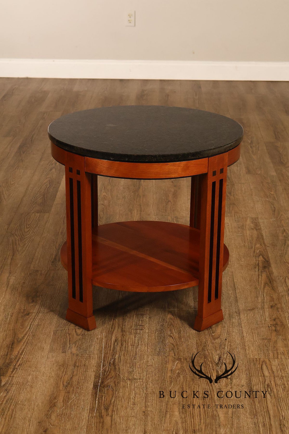 Stickley 21st Century Collection Round Cherry Granite Top Lamp Table